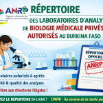 𝐑É𝐏𝐄𝐑𝐓𝐎𝐈𝐑𝐄 𝐃𝐄𝐒 𝐋𝐀𝐁𝐎𝐑𝐀𝐓𝐎𝐈𝐑𝐄𝐒 𝐃’𝐀𝐍𝐀𝐋𝐘𝐒𝐄𝐒 𝐃𝐄 𝐁𝐈𝐎𝐋𝐎𝐆𝐈𝐄 𝐌É𝐃𝐈𝐂𝐀𝐋𝐄 𝐏𝐑𝐈𝐕É𝐒 𝐀𝐔𝐓𝐎𝐑𝐈𝐒É𝐒 𝐀𝐔 𝐁𝐔𝐑𝐊𝐈𝐍𝐀 𝐅𝐀𝐒𝐎